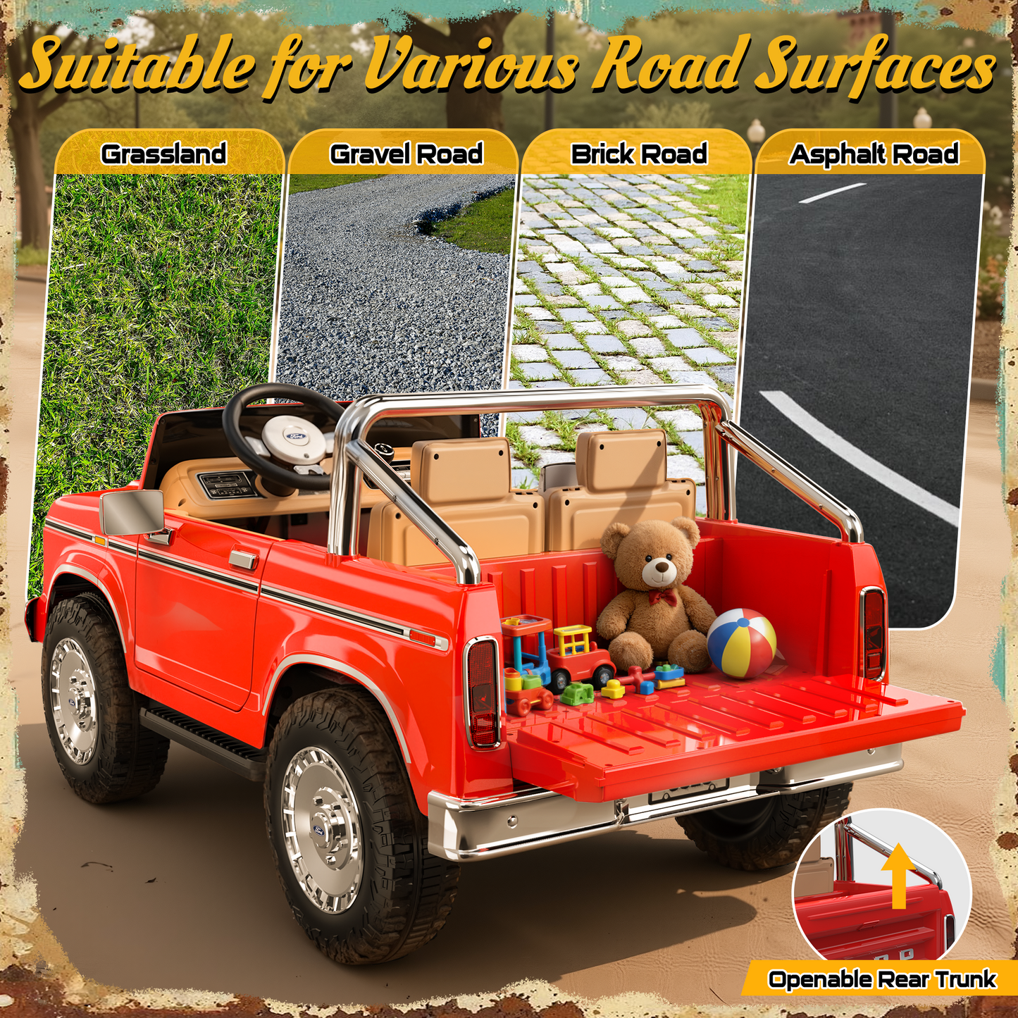 TOKTOO 24V Ride on Truck, Licensed 1973 Ford F-150