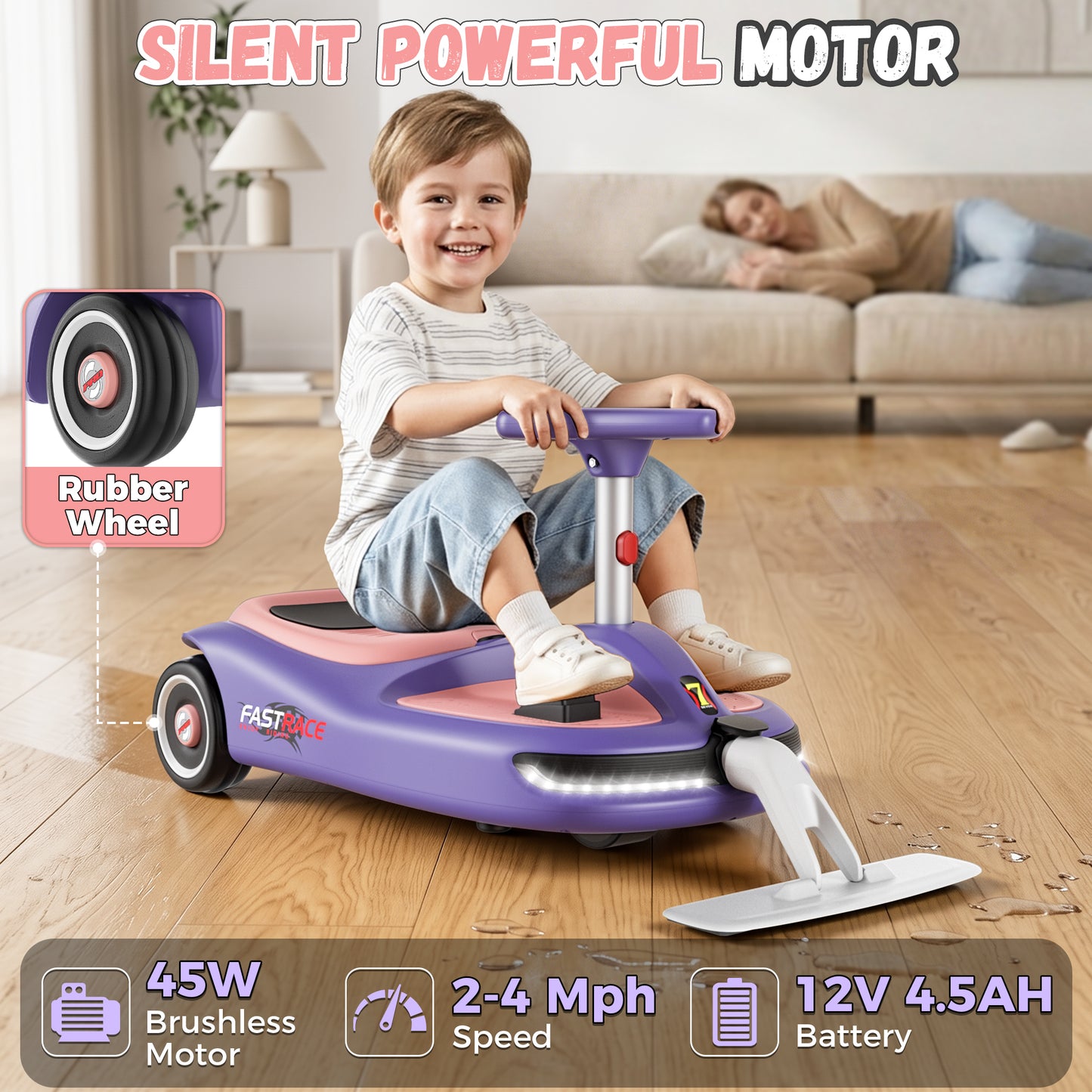TOYBSNR 12V Ride on Toys for Kids with Cleaning Fun