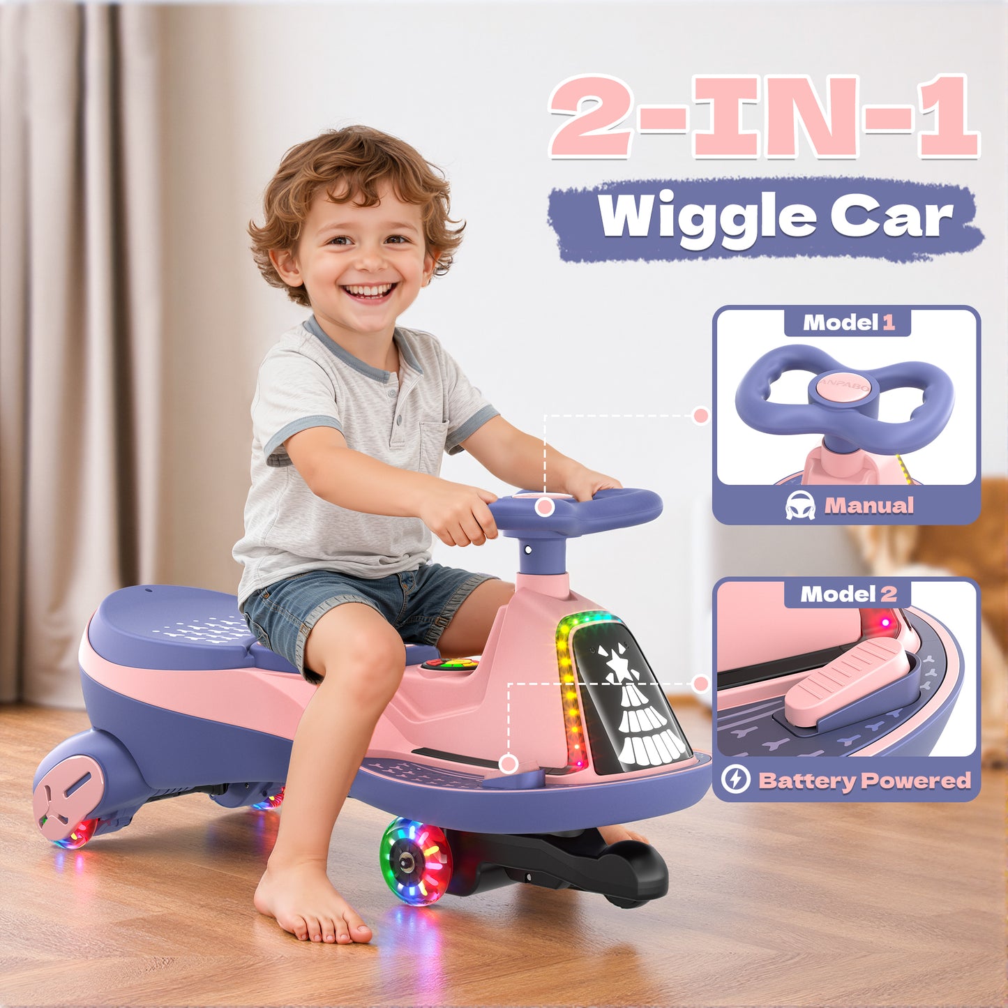 TOKTOO 6V Electric Wiggle Car, Ride on Toy for Toddlers