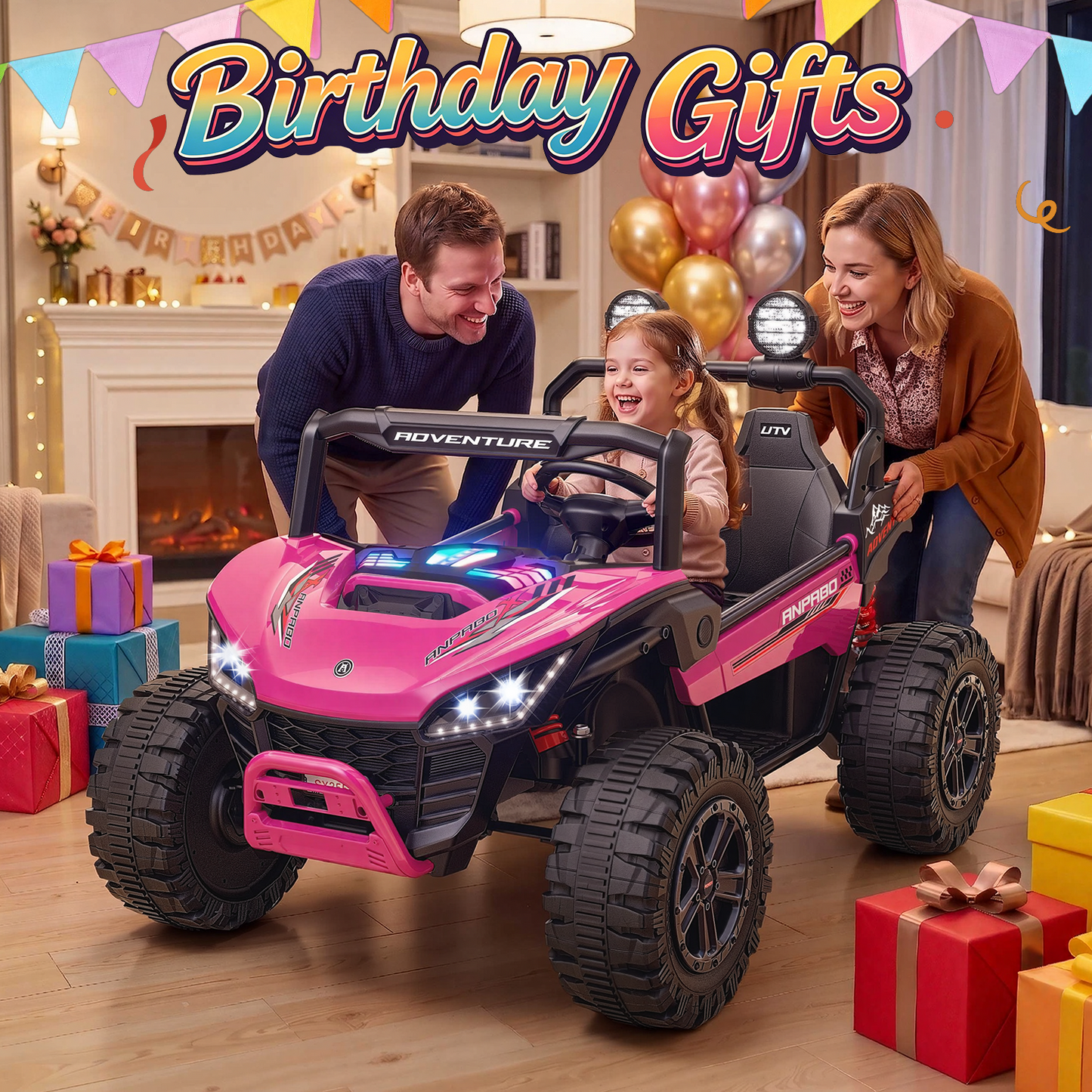 TOKTOO 24V Ride on Toys for Big Kids, 2 Seater Ride on Car, 800W Kids Electric Car with Remote, Rainbow Lights, Max 5.1Mph, Shock-Absorbing Springs, Storage, Bluetooth, Gifts for Girls Aged 3-8