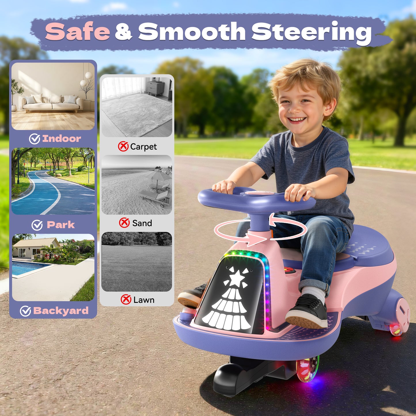 TOKTOO 6V Electric Wiggle Car, Ride on Toy for Toddlers