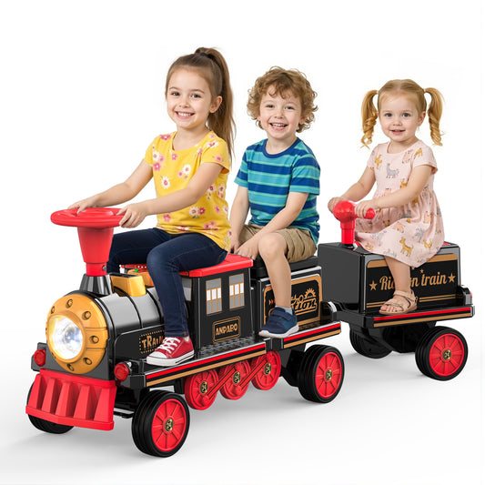 TOKTOO 12V Powered Ride on Toy Train for Kids