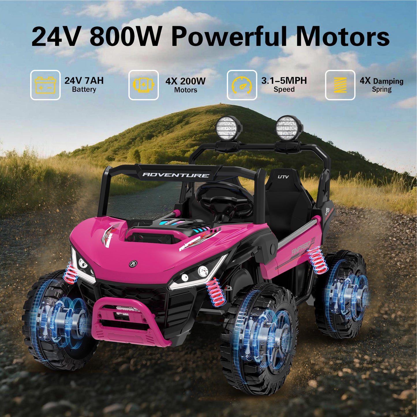 TOKTOO 2 Seater 24V 4WD Ride on UTV