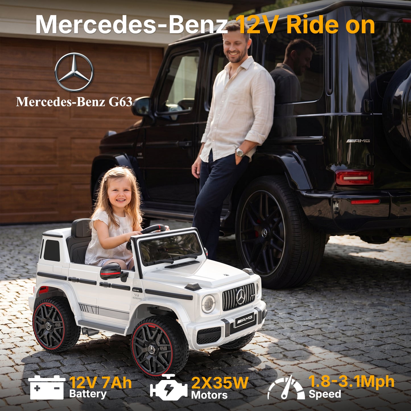 TOKTOO 12V Electric Car for Toddler, Mercedes-Benz G63 Licensed Kids Ride on Toys, Toddlers Ride on Car with Parental Remote Control & LED Lights & Music, Kids Car Power Ride on