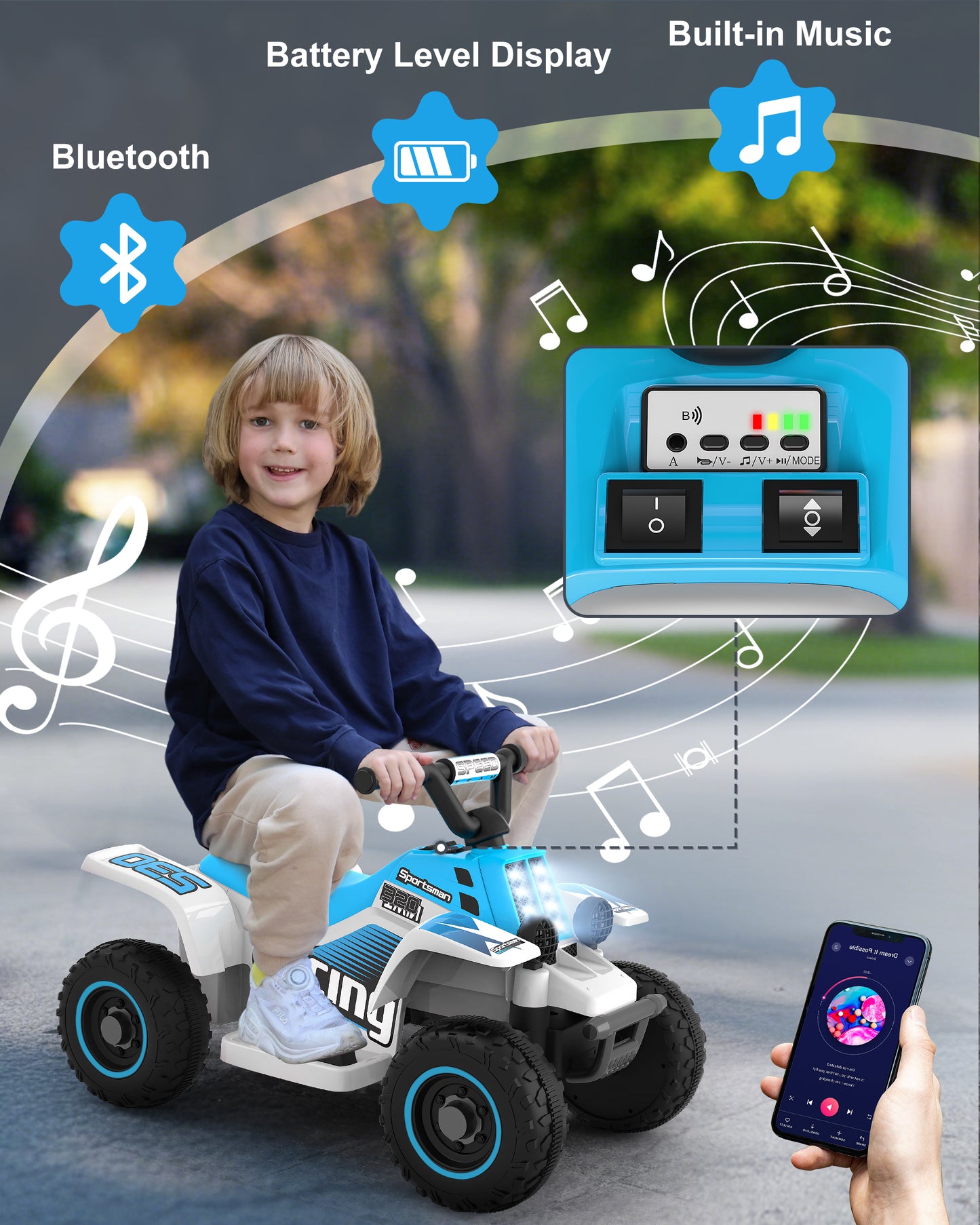 TOYBSNR 6V Ride on ATV Toys, Toddler Car