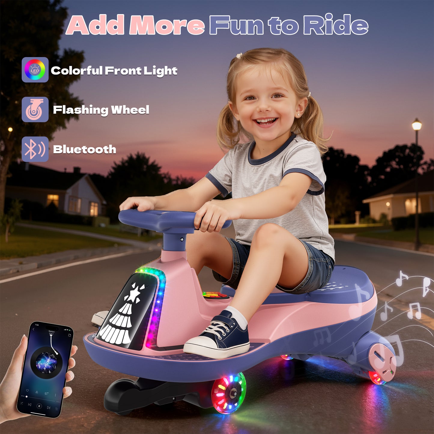 TOKTOO 6V Electric Wiggle Car, Ride on Toy for Toddlers