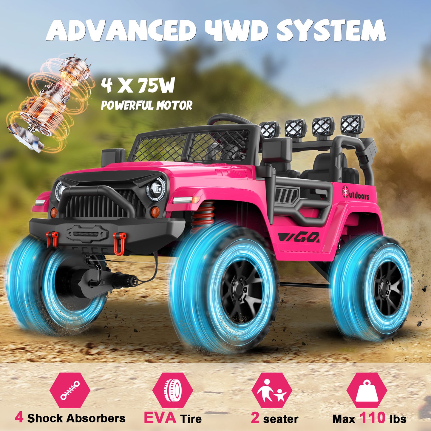 TOKTOO 24V 4WD Ride on Truck