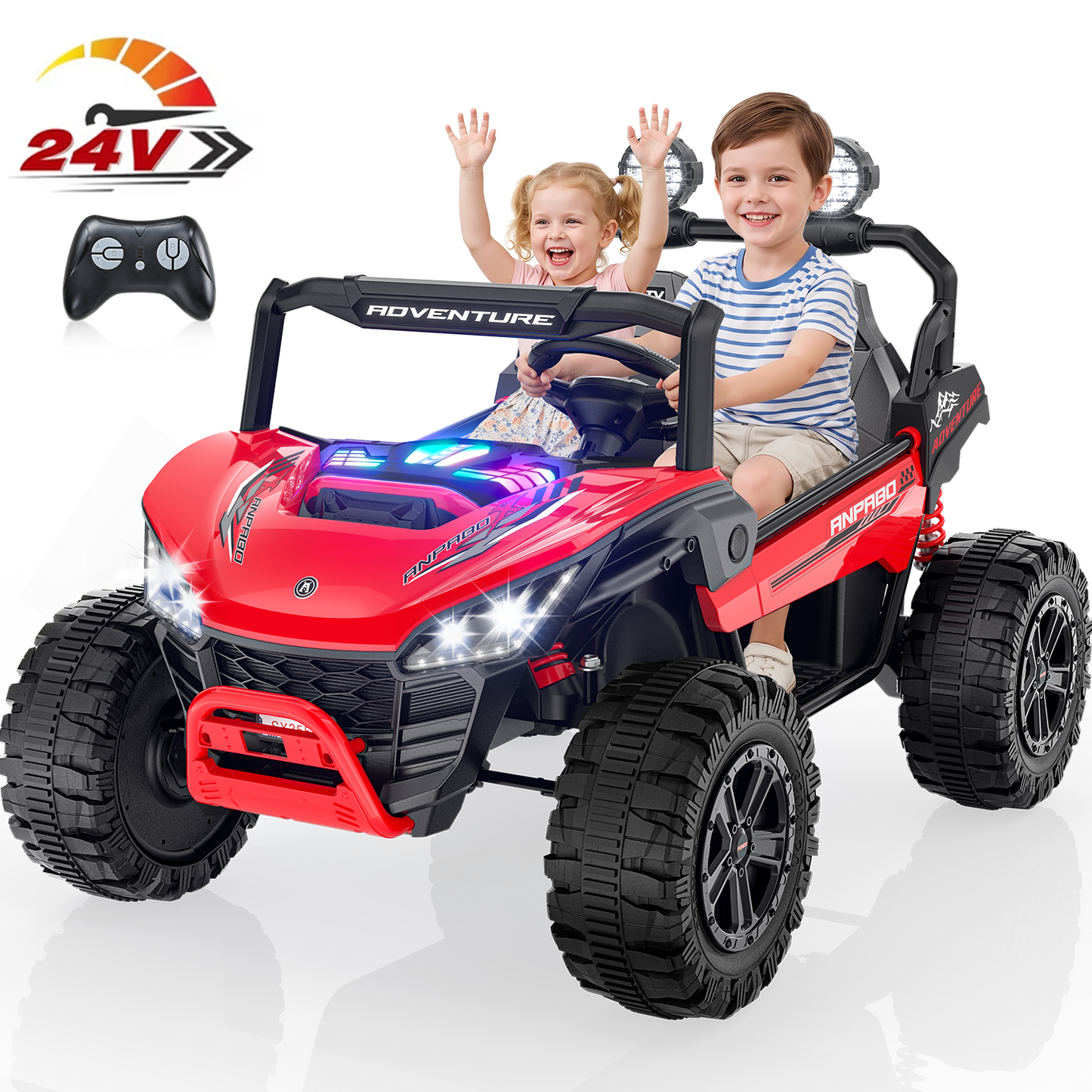TOKTOO 24V Ride on Toys for Big Kids, 2 Seater Ride on Car, 800W Kids Electric Car with Remote, Rainbow Lights, Max 5.1Mph, Shock-Absorbing Springs, Storage, Bluetooth, Gifts for Girls Aged 3-8