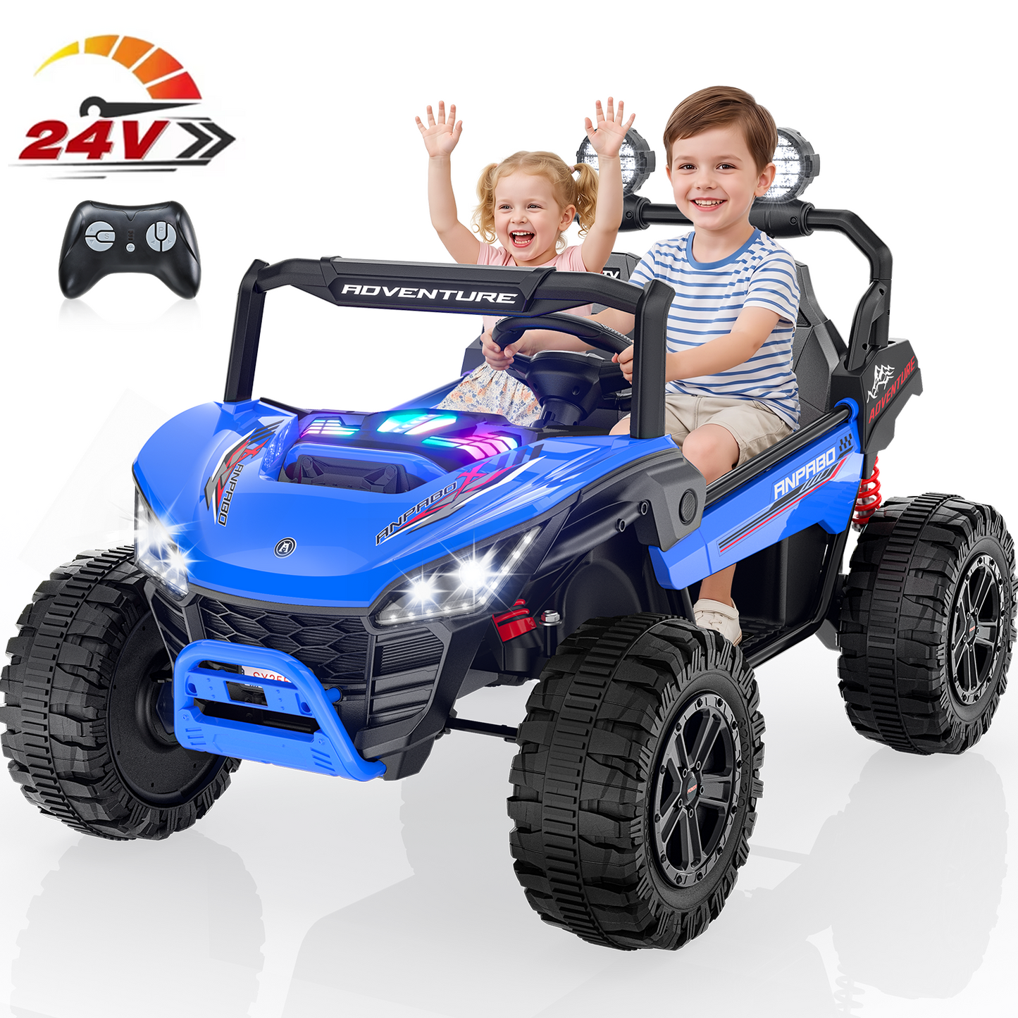 TOKTOO 24V Ride on Toys for Big Kids, 2 Seater Ride on Car, 800W Kids Electric Car with Remote, Rainbow Lights, Max 5.1Mph, Shock-Absorbing Springs, Storage, Bluetooth, Gifts for Girls Aged 3-8