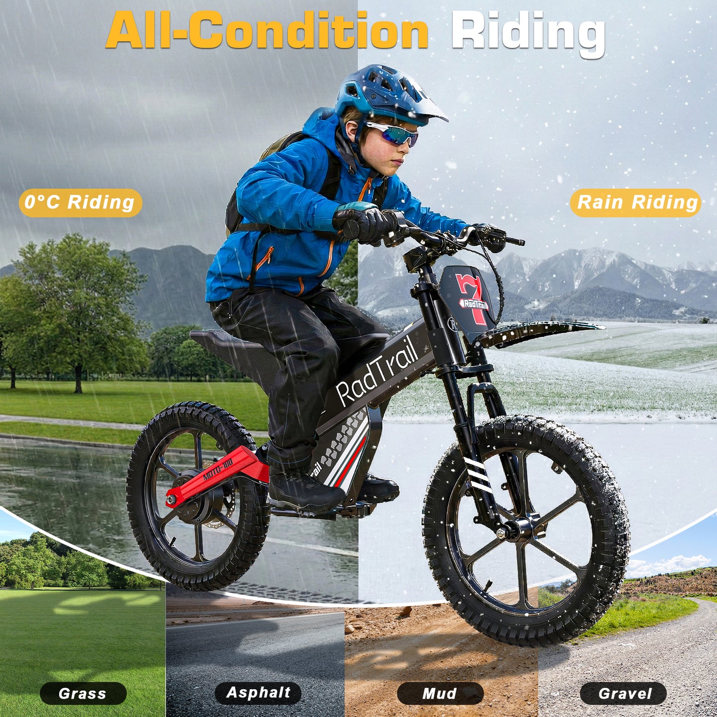 TOKTOO 36V Electric Dirt Bike for Kids Aged 6-12, 16" Inflatable Tires
