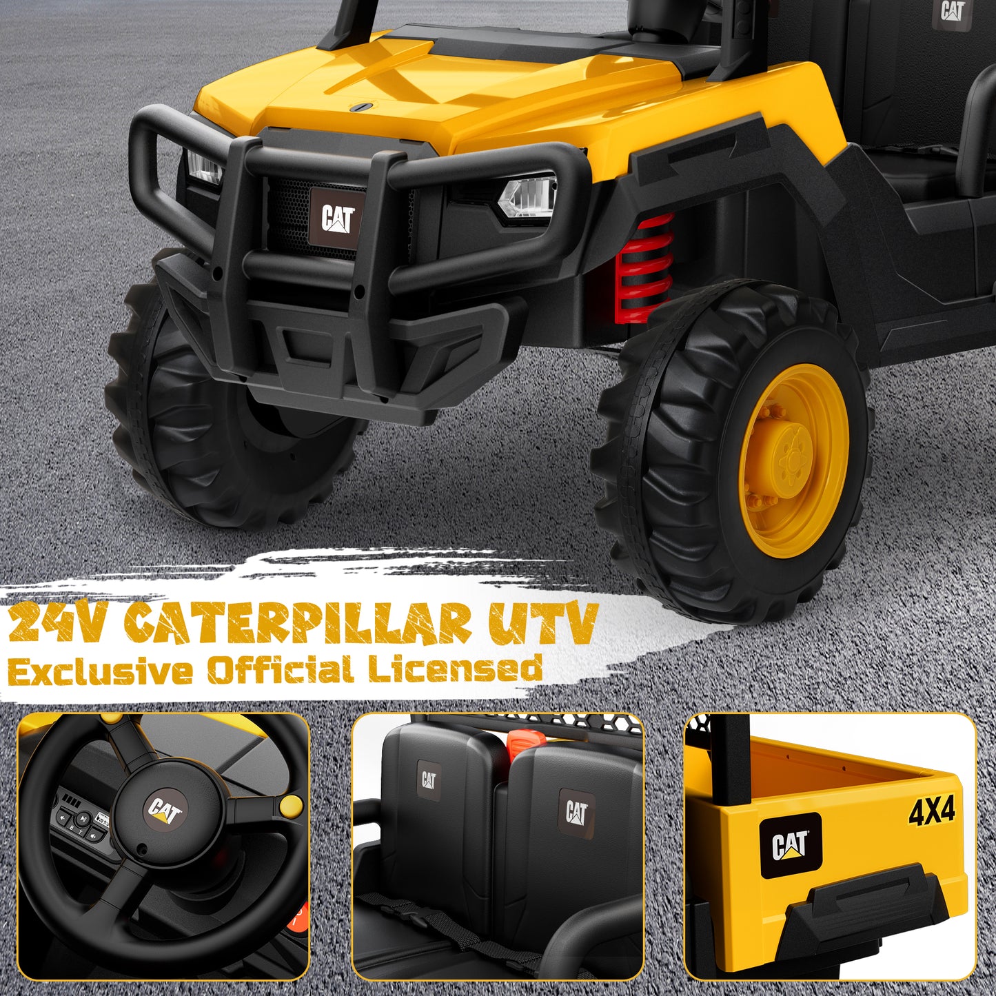 TOKTOO 24V Ride on Car Caterpillar Licensed UTV