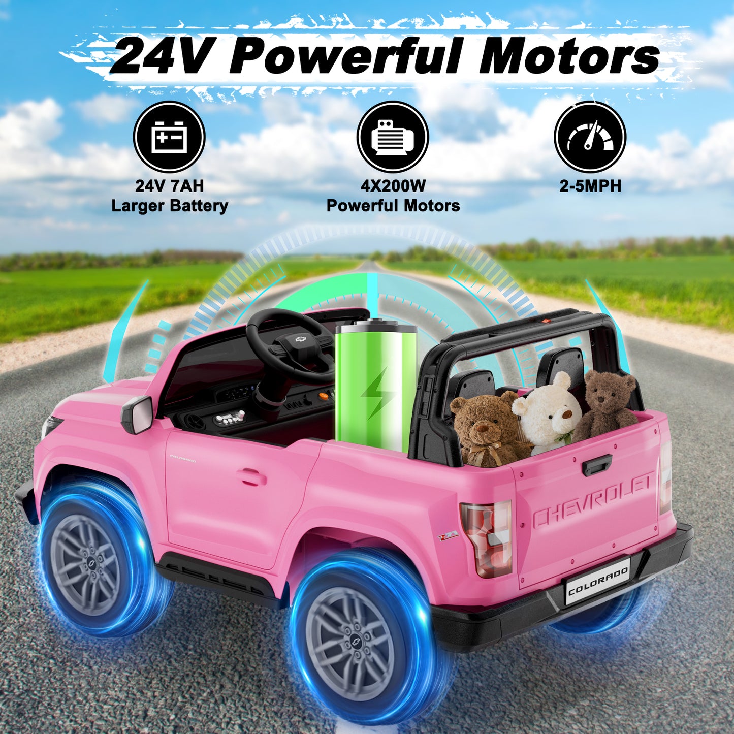 TOKTOO 2 Seater Licensed Chevrolet Colorado 24V Ride on Car