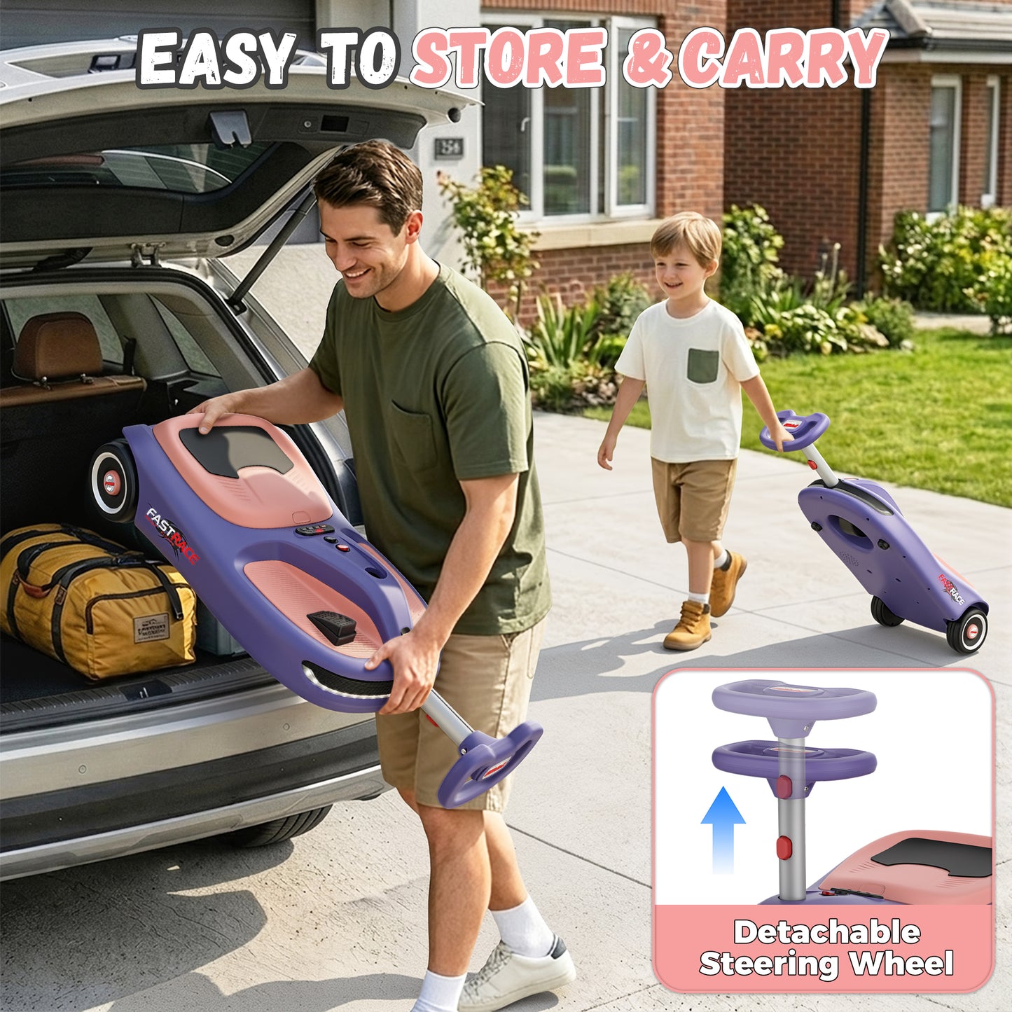 TOYBSNR 12V Ride on Toys for Kids with Cleaning Fun
