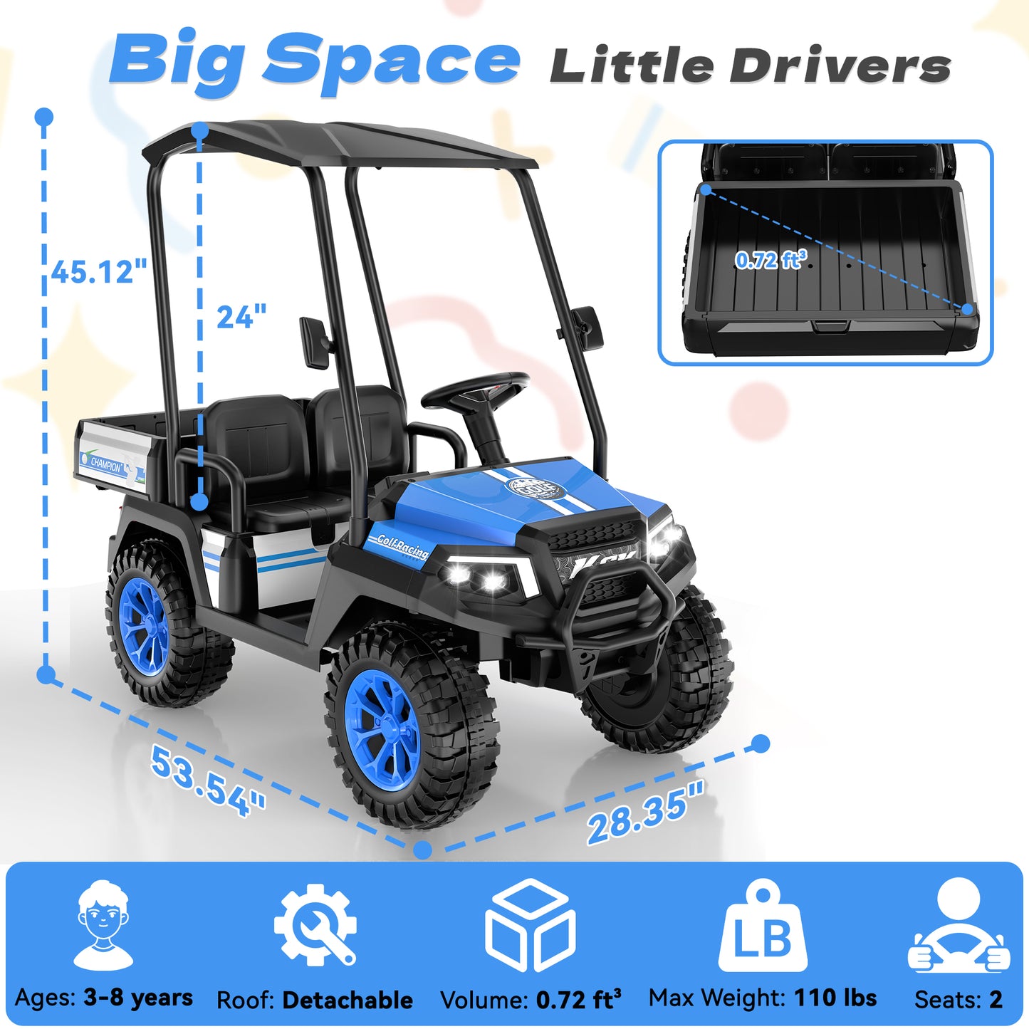 TOKTOO Golf Cart for Kids, 24V Ride on Truck