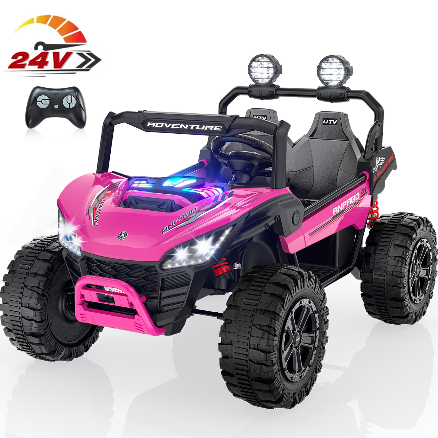 TOKTOO 24V Ride on Toys for Big Kids, 2 Seater Ride on Car, 800W Kids Electric Car with Remote, Rainbow Lights, Max 5.1Mph, Shock-Absorbing Springs, Storage, Bluetooth, Gifts for Girls Aged 3-8