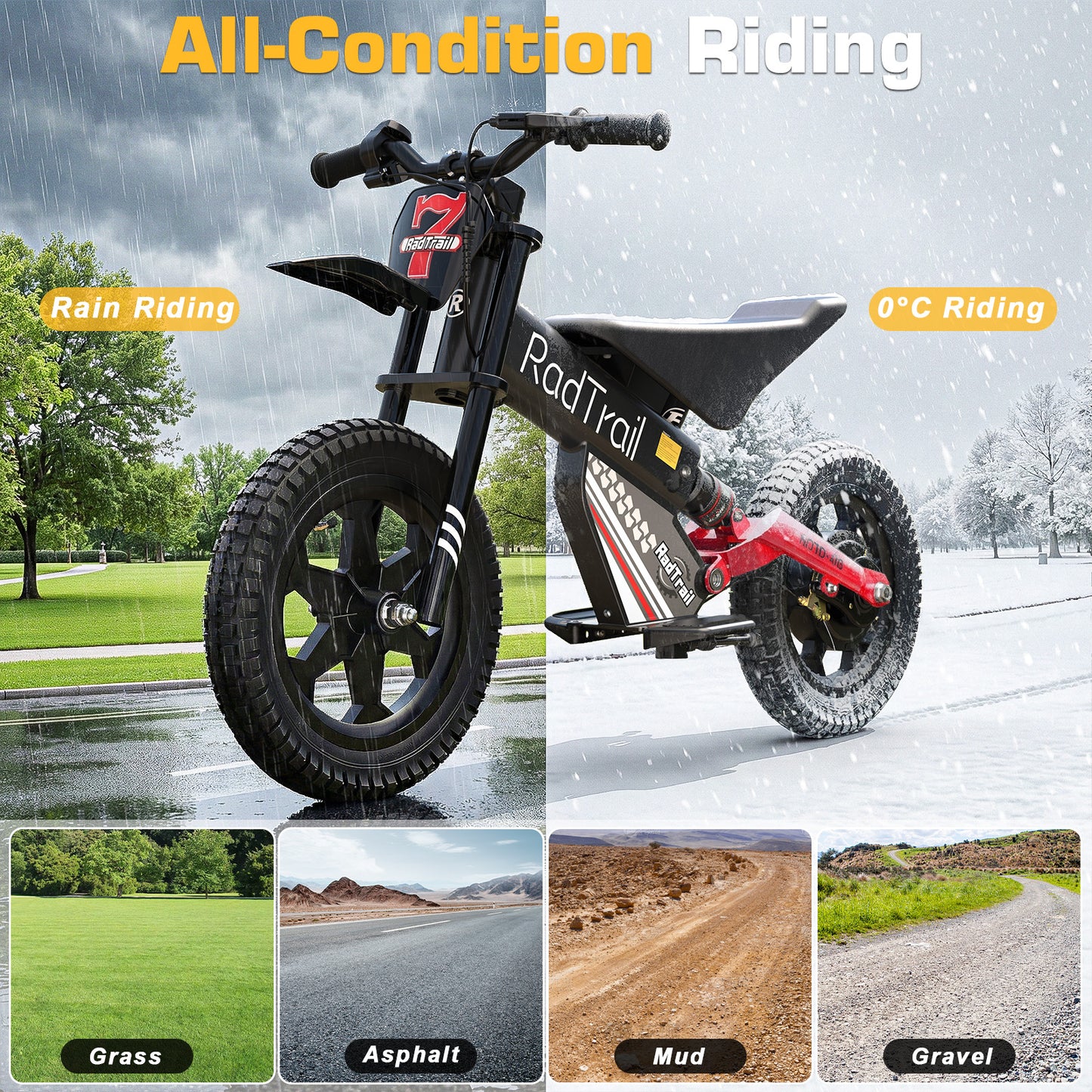 TOKTOO 36V Electric Dirt Bike for Kids Aged 6-12, 14" Inflatable Tires
