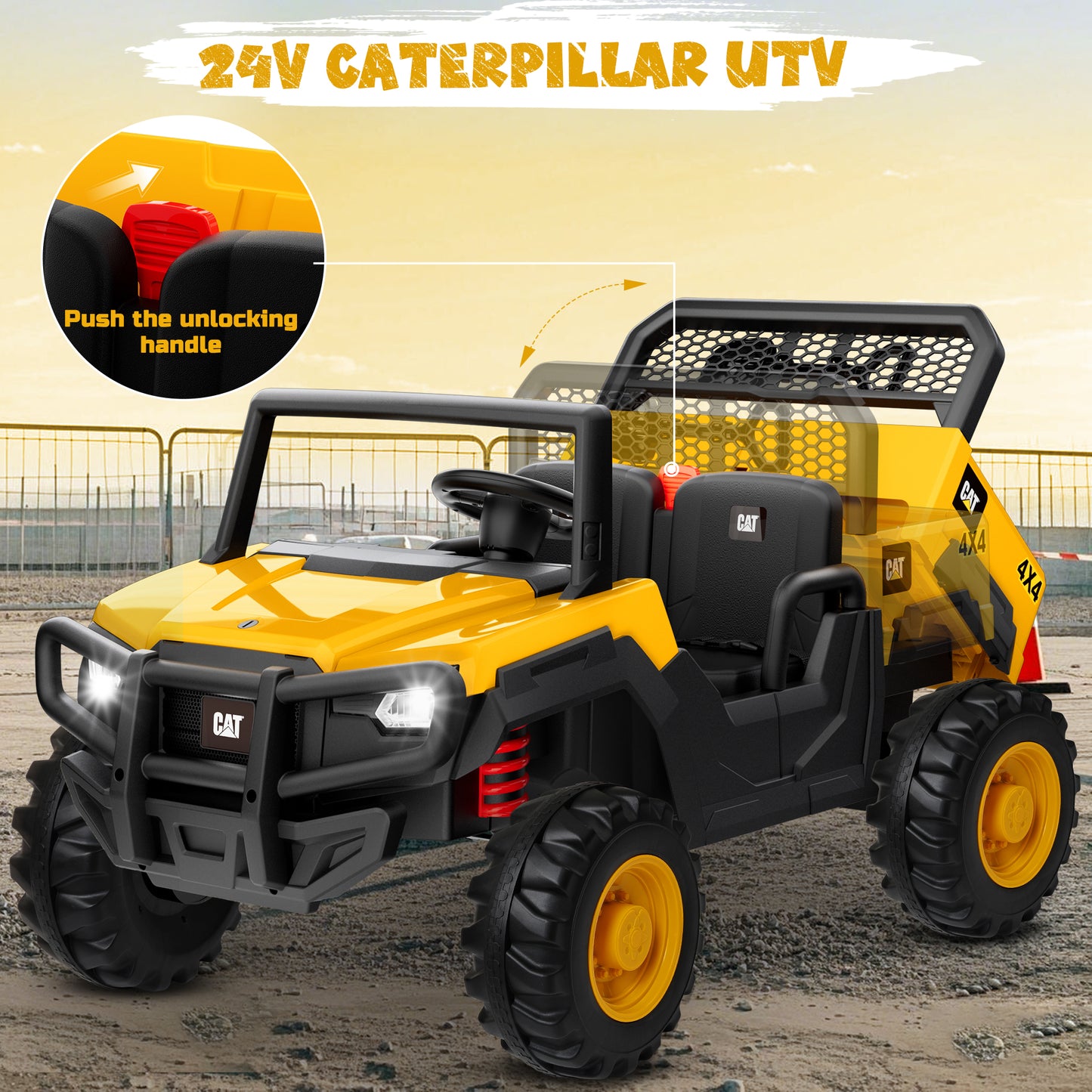 TOKTOO 24V Ride on Car Caterpillar Licensed UTV