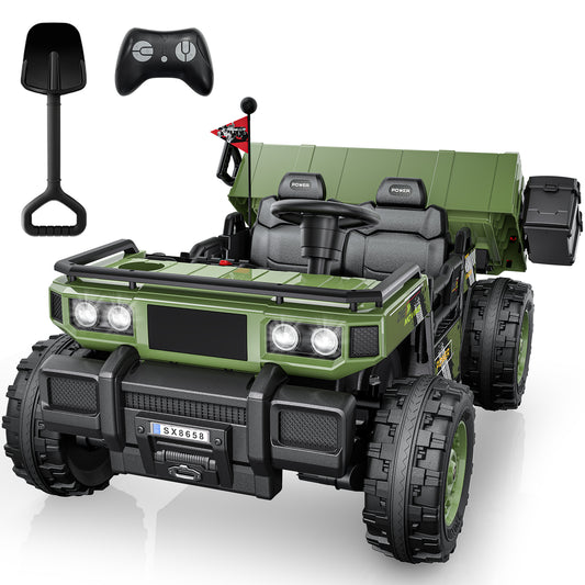 TOKTOO 24V Powered Ride on Dump Truck, 24V 2 Seater Ride on Car for Big Kid, 24 Volt Ride on Toy with Powerful Wheels for Boy Girl, 24V Ride Ons for Kid Aged 3-8Y