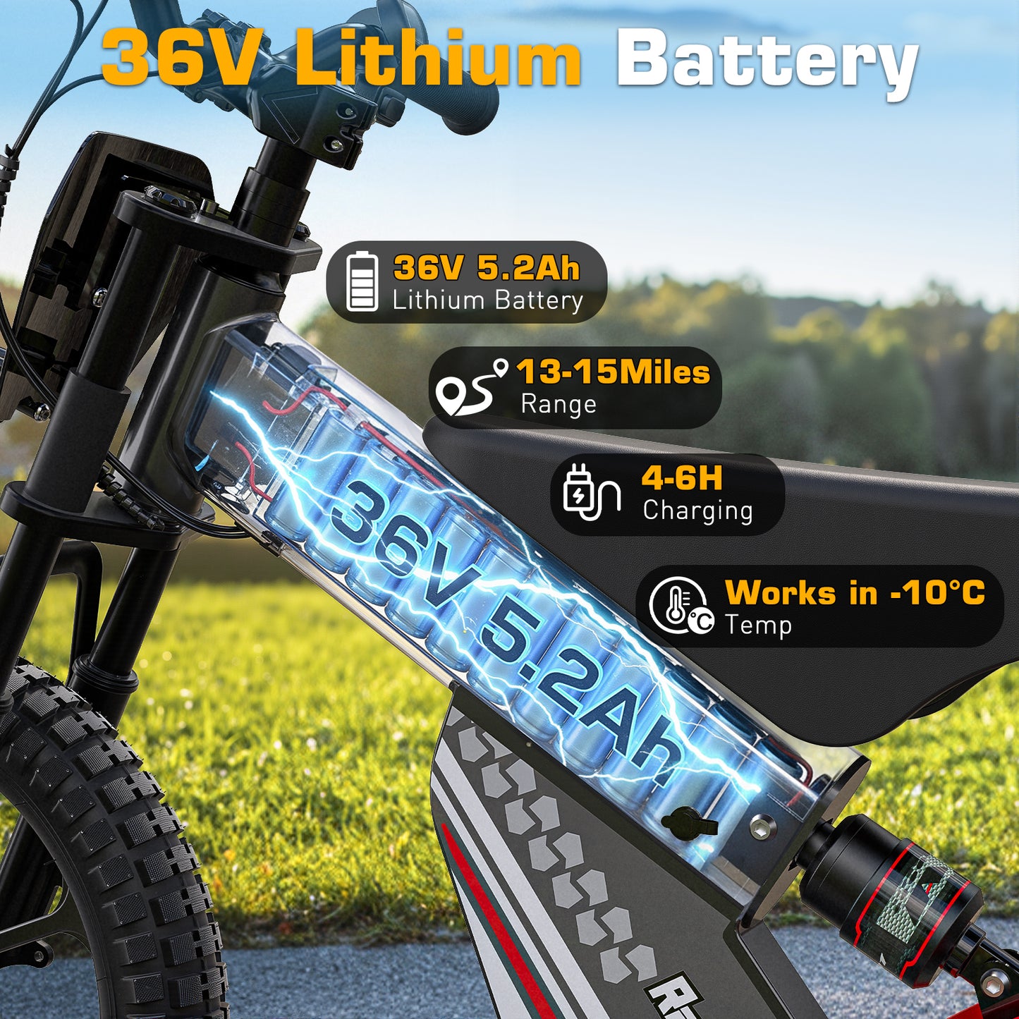 TOKTOO 36V Electric Dirt Bike for Kids Aged 6-12, 16" Inflatable Tires