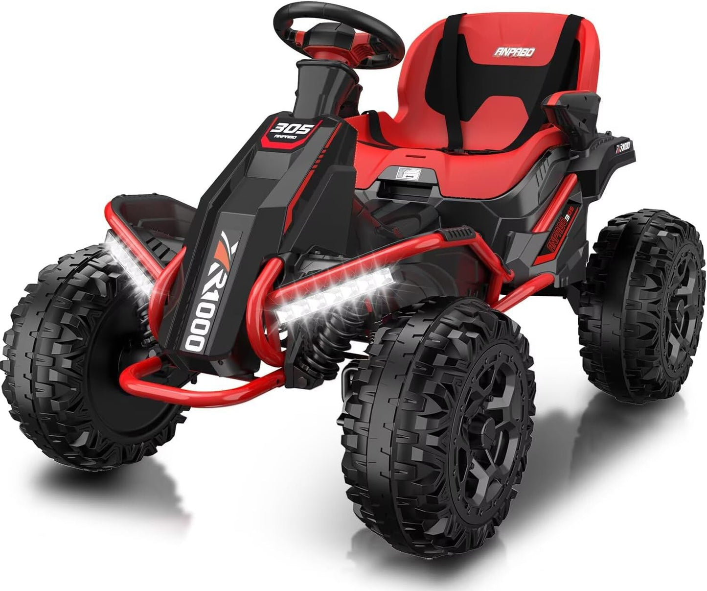 TOKTOO 24V Ride On Toys for Big Kids, 4WD Ride On Car with Parent Remote, 4 Wheeler for Kids Age 5-12, ATV Electric Cars for Kids with Adjustable Seat, LED Lights & Music