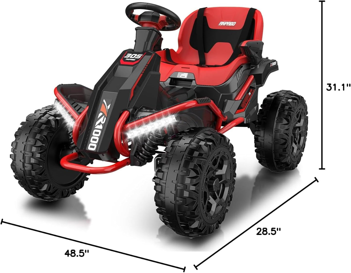 TOKTOO 24V Ride On Toys for Big Kids, 4WD Ride On Car with Parent Remote, 4 Wheeler for Kids Age 5-12, ATV Electric Cars for Kids with Adjustable Seat, LED Lights & Music