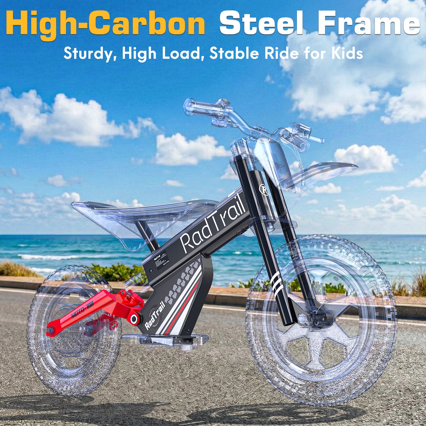 TOKTOO 36V Electric Dirt Bike for Kids Aged 6-12, 14" Inflatable Tires