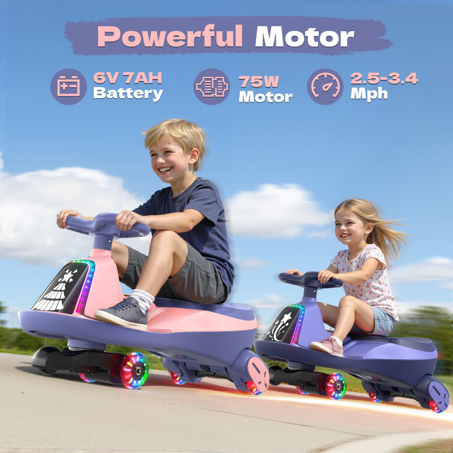 TOKTOO 6V Electric Wiggle Car, Ride on Toy for Toddlers