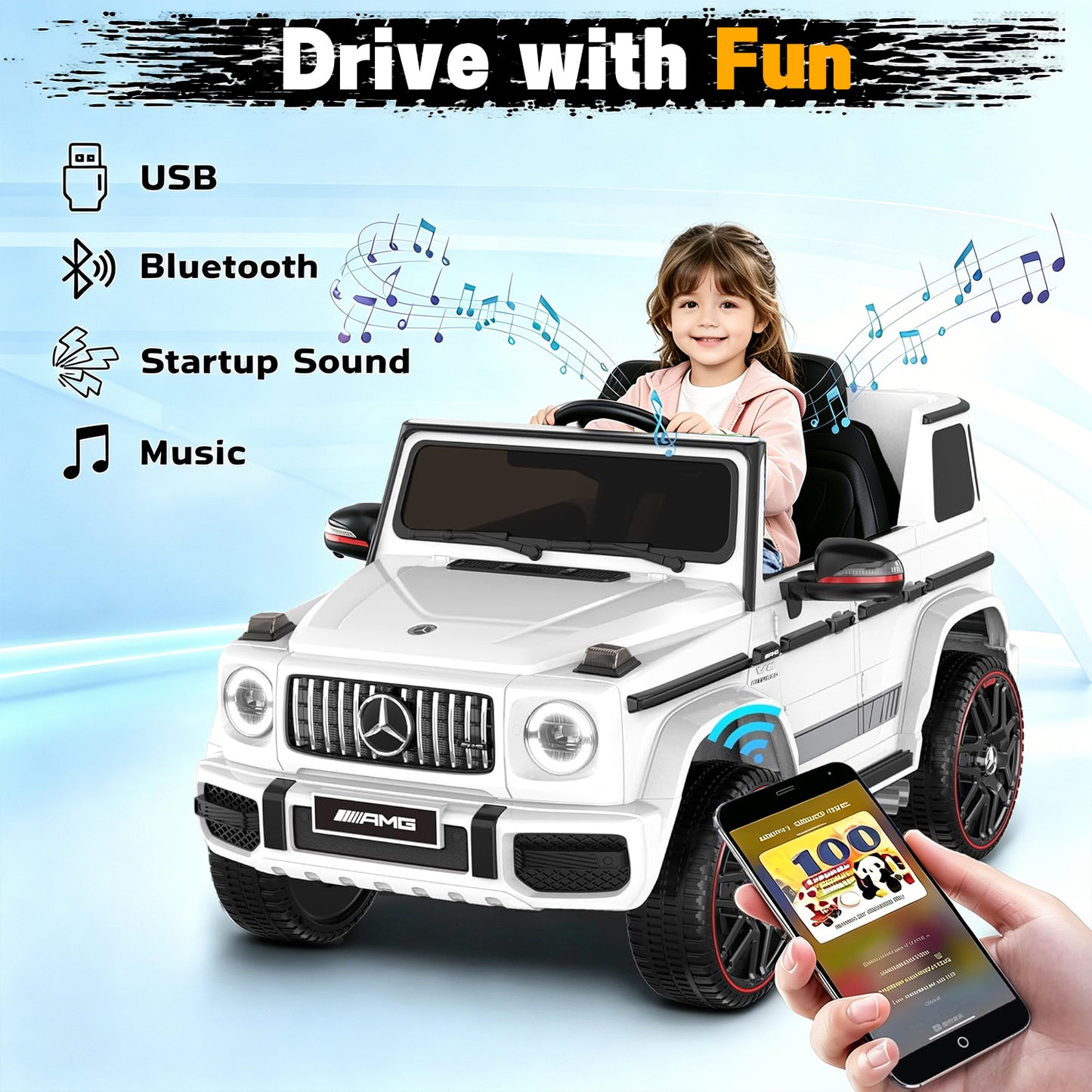 TOKTOO 12V Electric Car for Toddler, Mercedes-Benz G63 Licensed Kids Ride on Toys, Toddlers Ride on Car with Parental Remote Control & LED Lights & Music, Kids Car Power Ride on