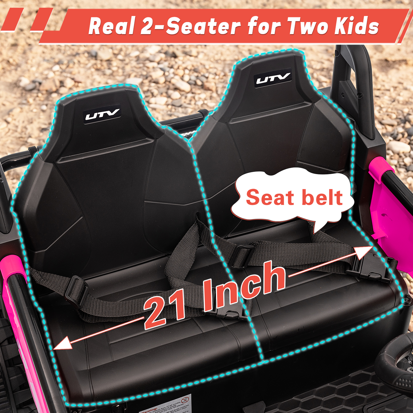 TOKTOO 24V Ride on Toys for Big Kids, 2 Seater Ride on Car, 800W Kids Electric Car with Remote, Rainbow Lights, Max 5.1Mph, Shock-Absorbing Springs, Storage, Bluetooth, Gifts for Girls Aged 3-8