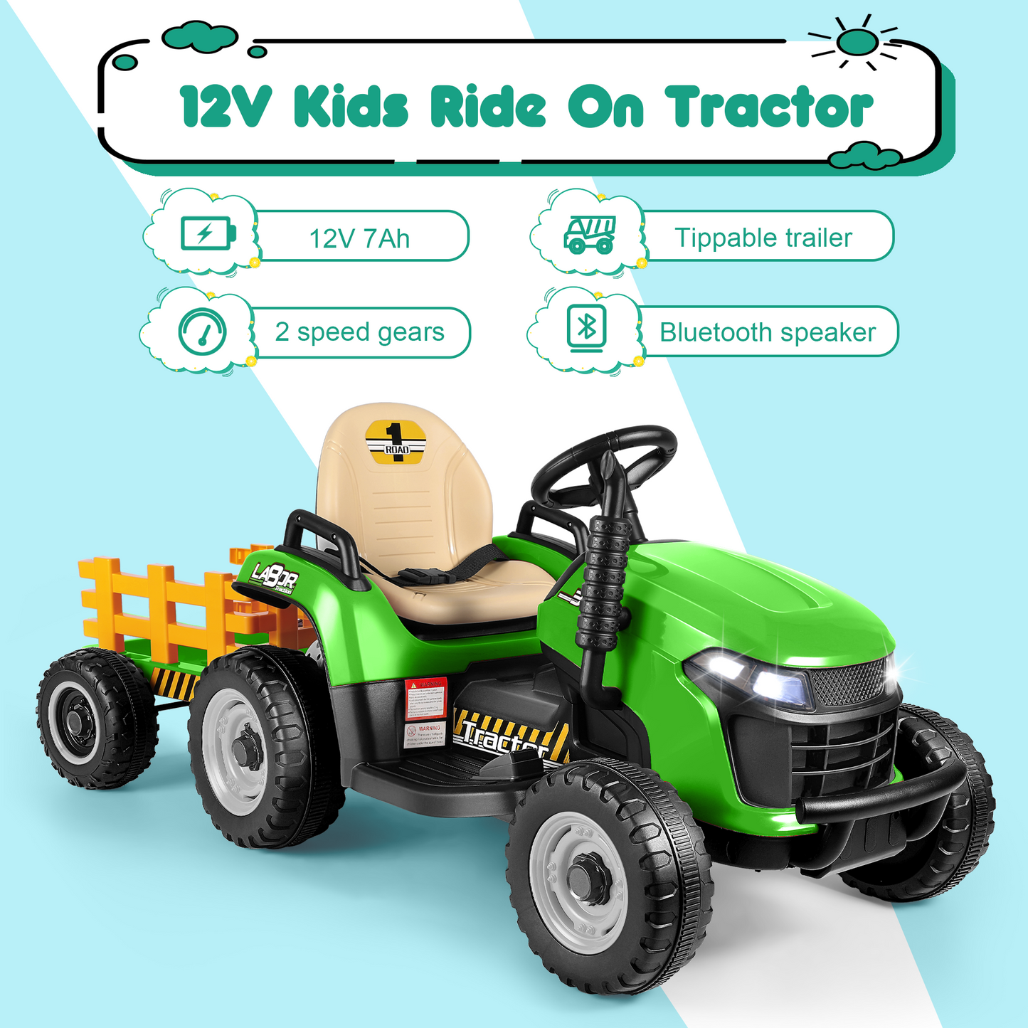 TOKTOO 12V Ride on Tractor