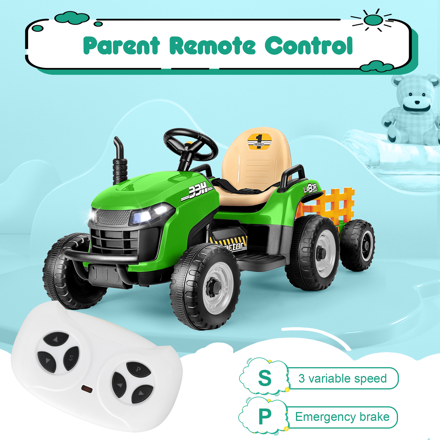 TOKTOO 12V Ride on Tractor