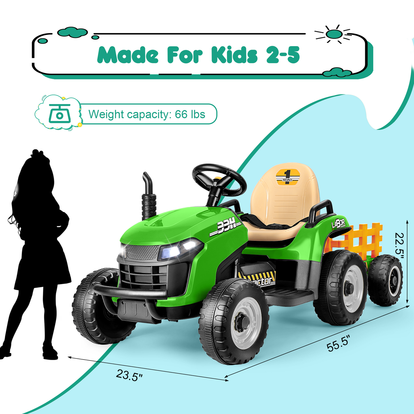 TOKTOO 12V Ride on Tractor